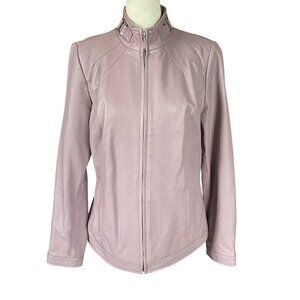 Bradley by Bradley Bayou long sleeve zip up soft rose pink/purple leather jacket